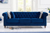 A to Z Furniture Modern Classic 3 Seater Fabric & Valvet Tufted Chesterfield Sofa for Home & Living Room & Office (Blue)