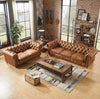 Carpanalli 3+2 = 5 Seater Sofa Leatherette Chesterfield with Wooden Leg's Sofa Contemporary Comfort for Home & Office